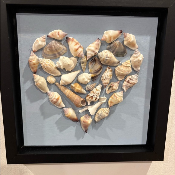 Coastal Seashell Heart in Black Frame - Picture 1 of 6